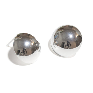 Farma Bijoux Υποαλλεργικά Σκουλαρίκια Ασημί Κουμπί Στρογγυλό 18mm